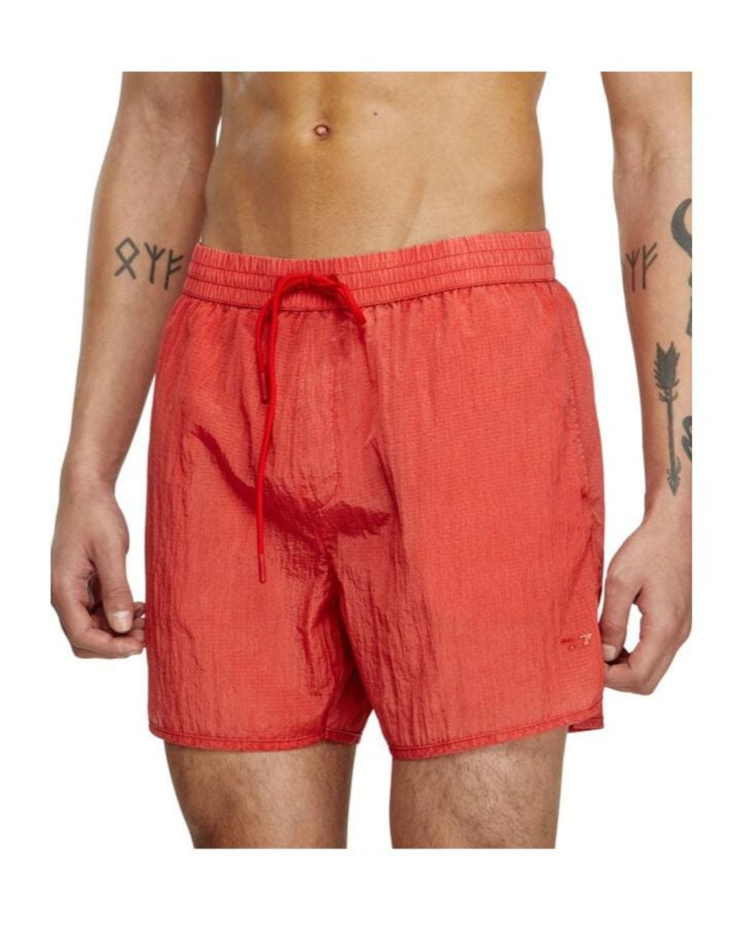 Mid Guy DIESEL Mid-Length Swim Shorts in Red for Men | Lyst