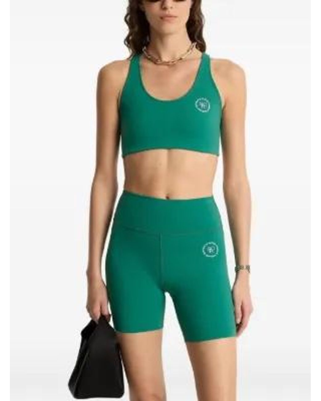 Sporty & Rich Green Logo-Embellished Cycling Shorts
