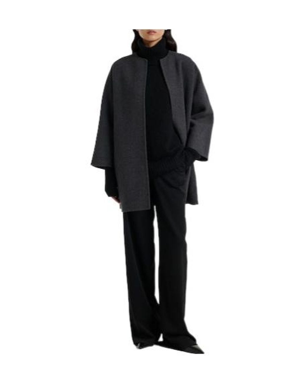 The Row Black Farah Wool And Cashmere Wide-Leg Pants