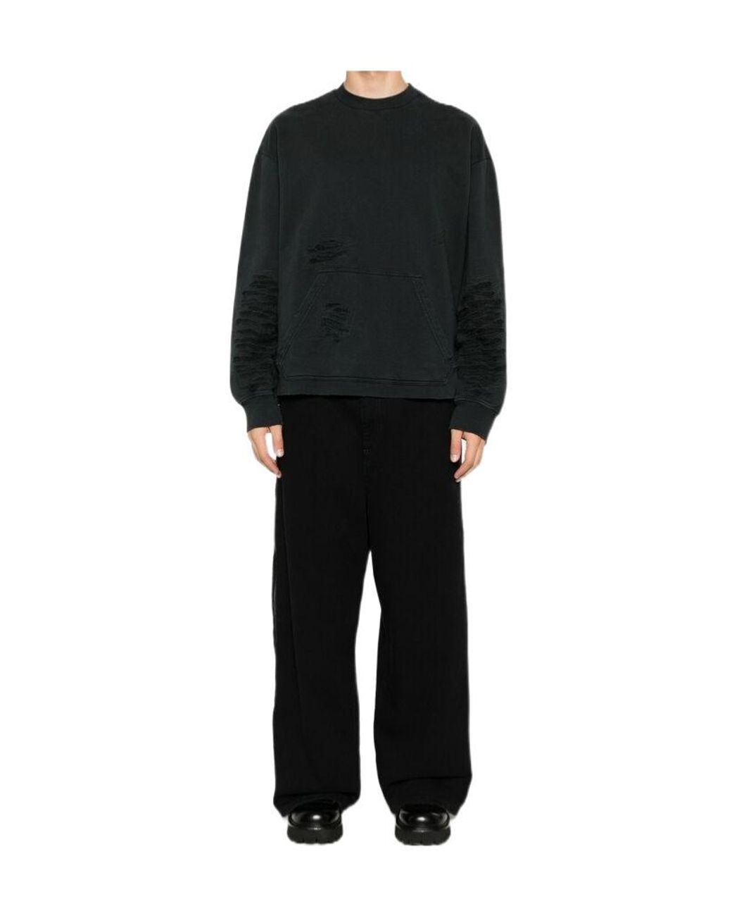 MM6 by Maison Margiela Black Ripped Sweatshirt for men