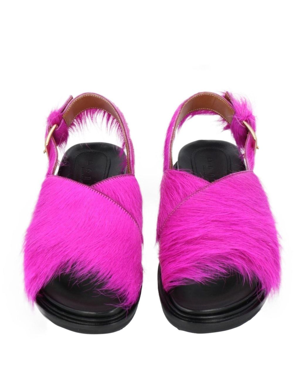 Marni Purple Solid Color Leather Slingback Sandals