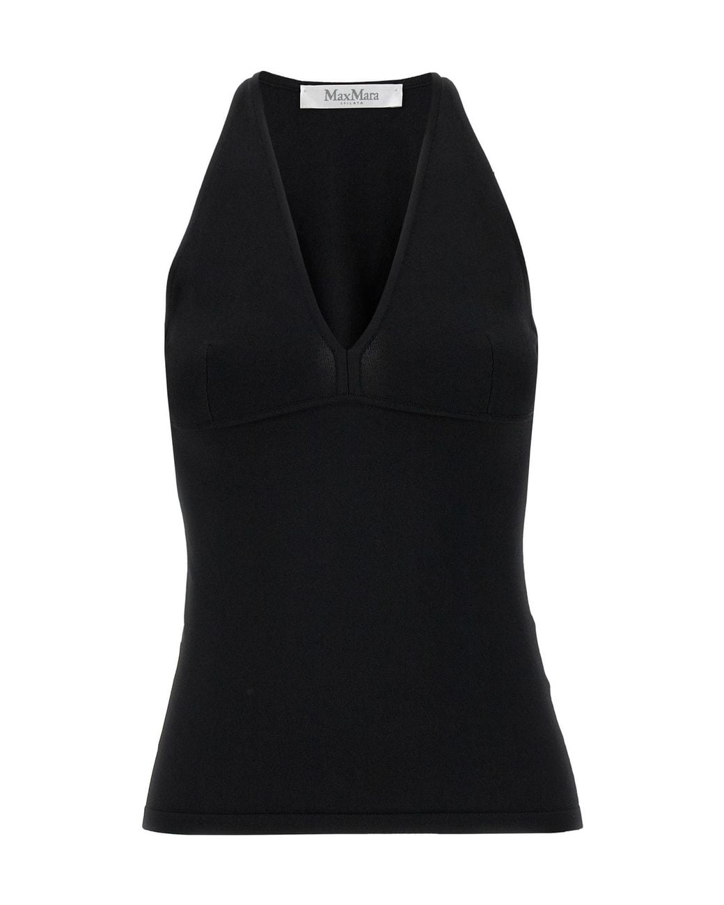 Max Mara Black Armida1234 V-Neck Sleeveless Top