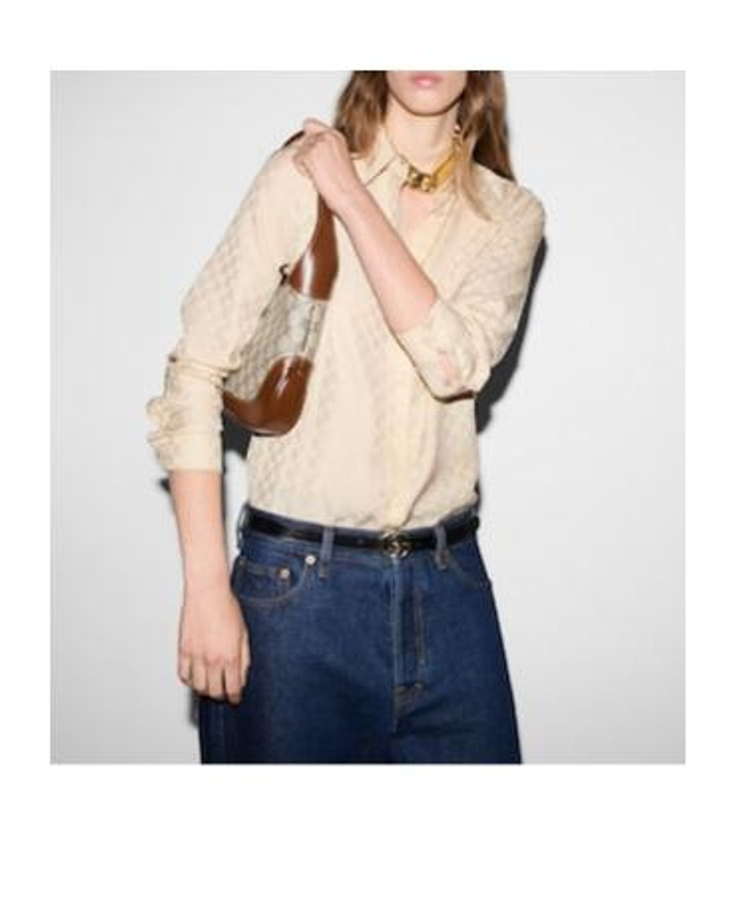 Gucci Natural Gg Silk Crepe Shirt
