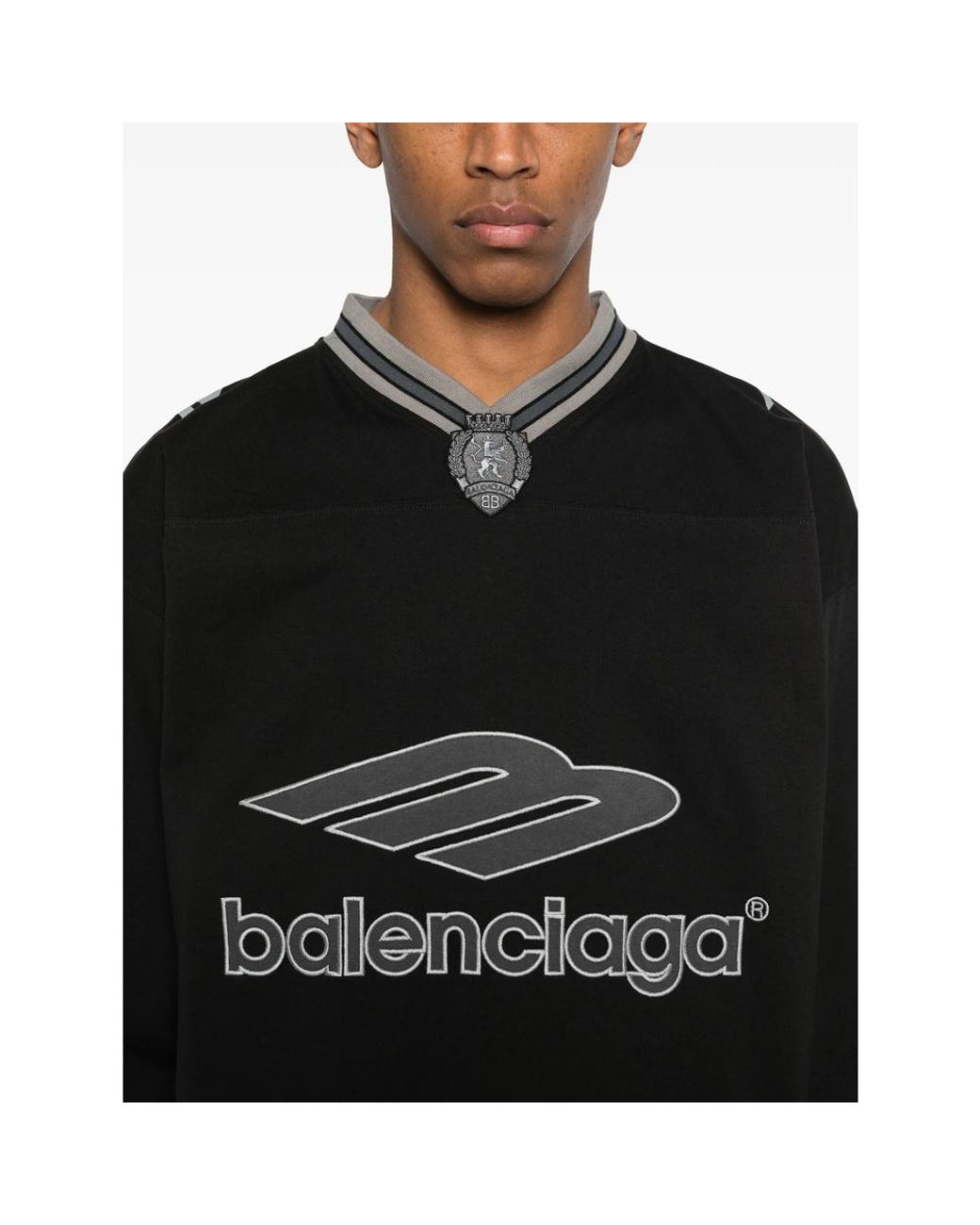 Balenciaga Black 3B Football Long-Sleeved T-Shirt for men