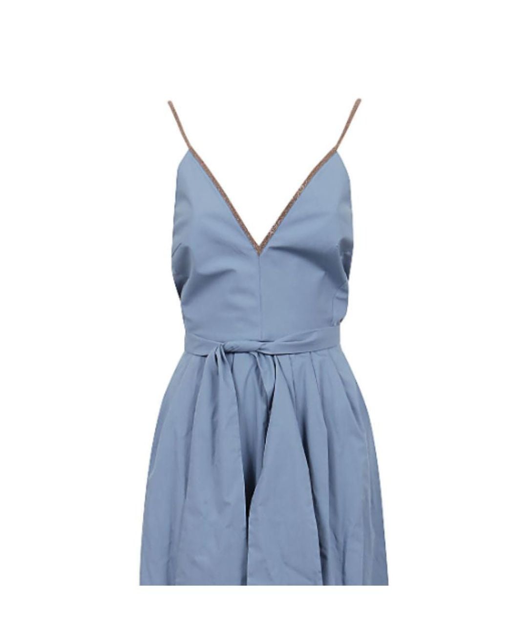 Brunello Cucinelli Blue V-Neck Sleeveless Dress