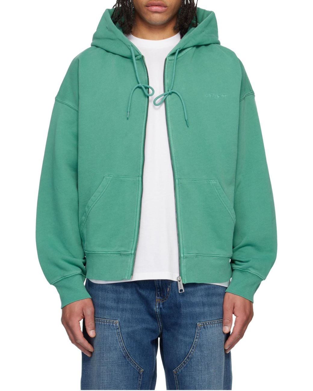 Carhartt Green Hooded Benton Sweat Jacket for men