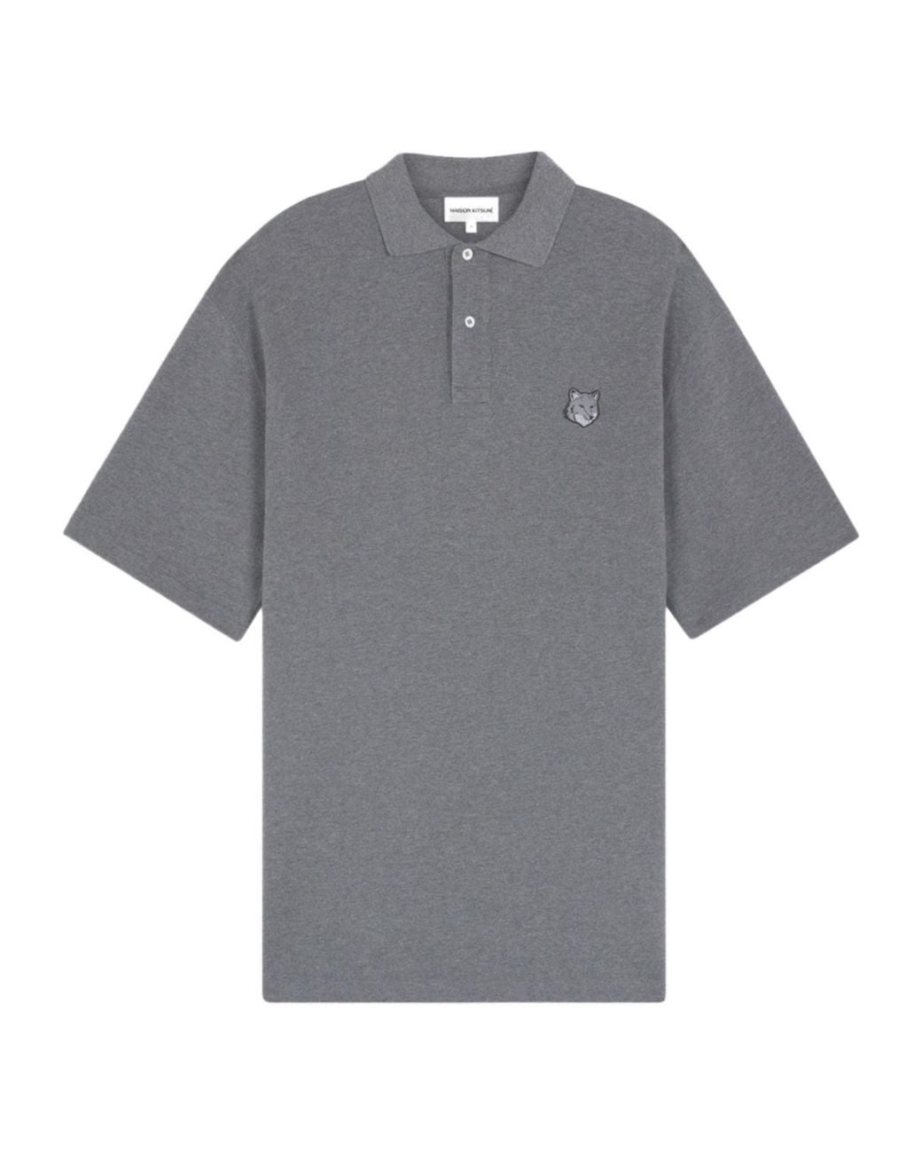 Maison Kitsuné Gray Maison Kitsuné Bold Fox Head Patch Polo Shirt for men