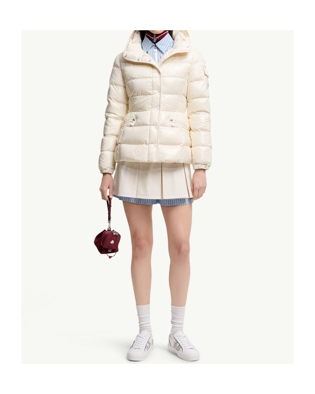 Moncler Natural Barante Hooded Short Down Jacket