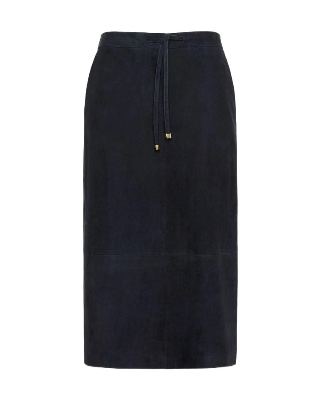 Max Mara Blue Studio Gazza Leather Midi Skirt