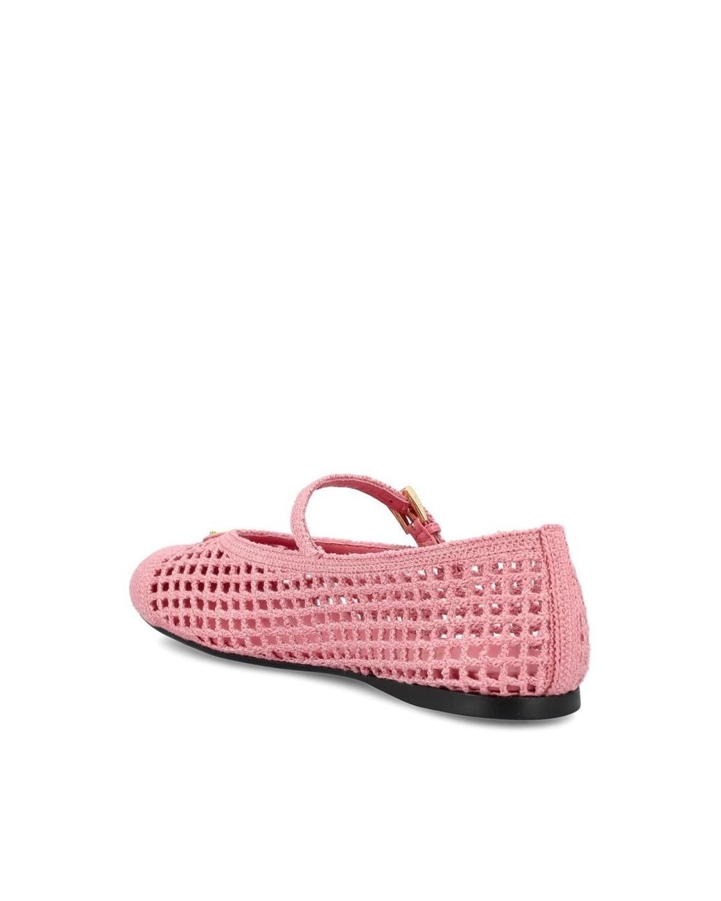 Prada Pink Triangle-Logo Crochet Ballerinas