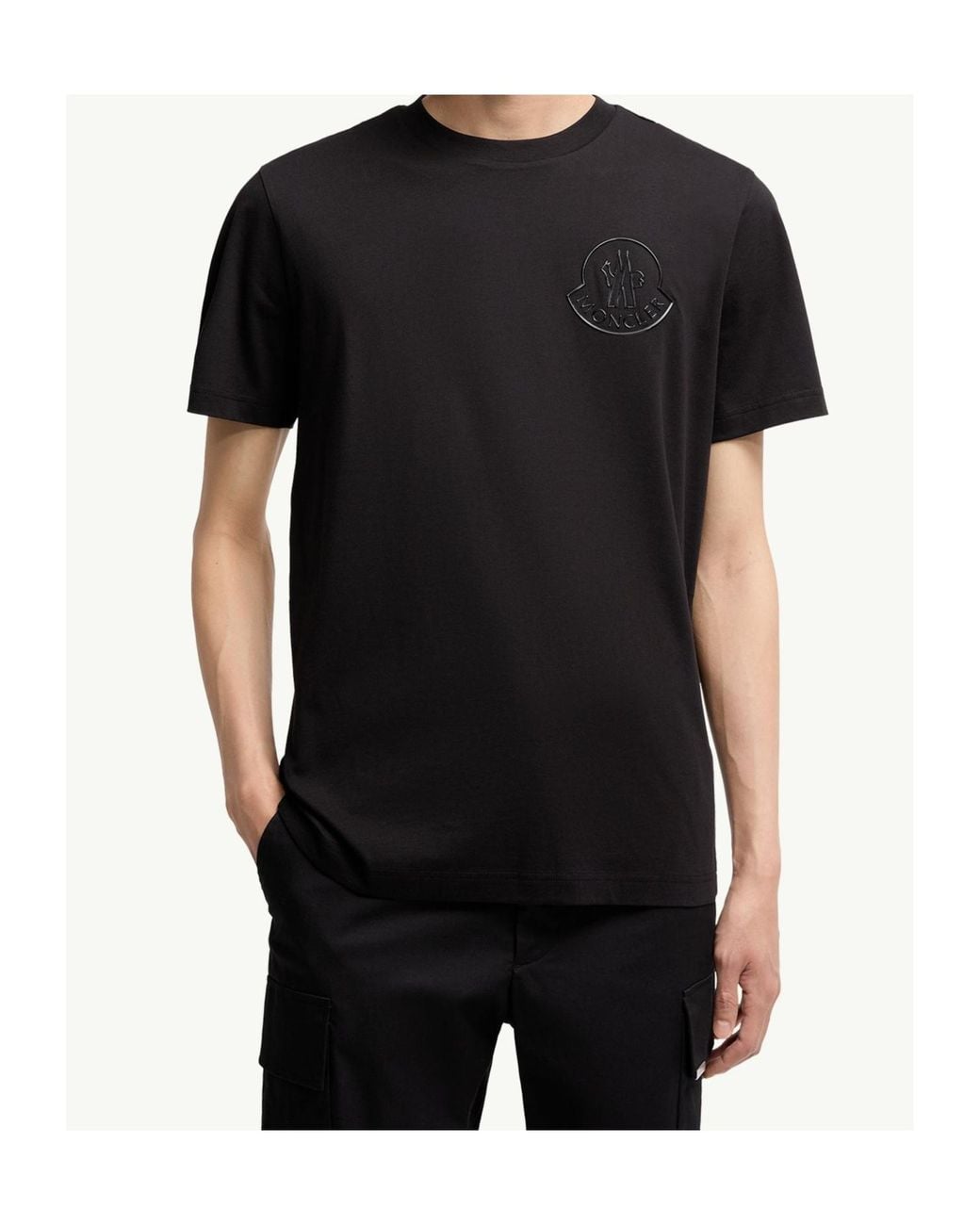 Moncler Black Three-Dimensional Logo Cotton T-Shirt for men