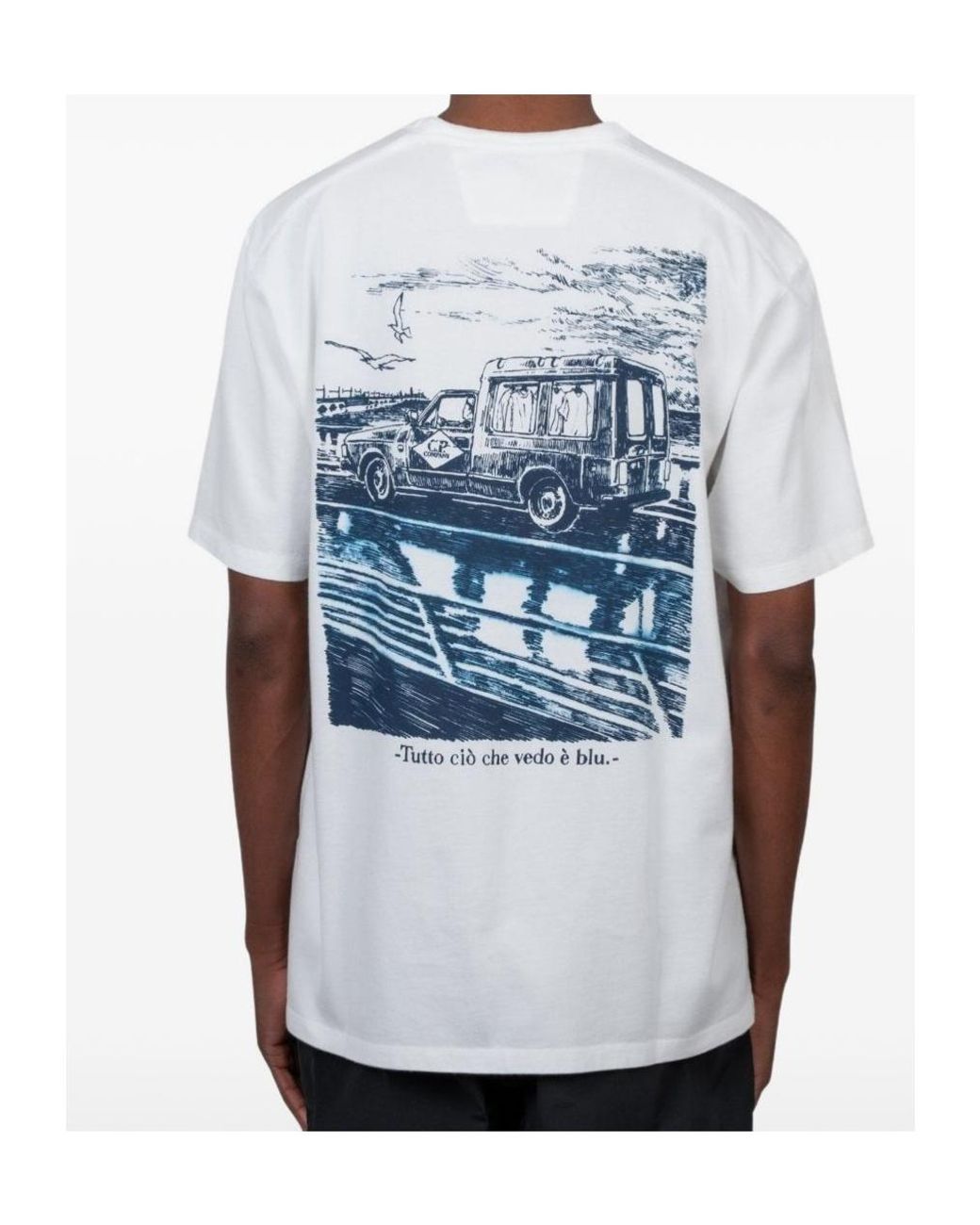 C P Company White Graphic Back-Print T-Shirt for men