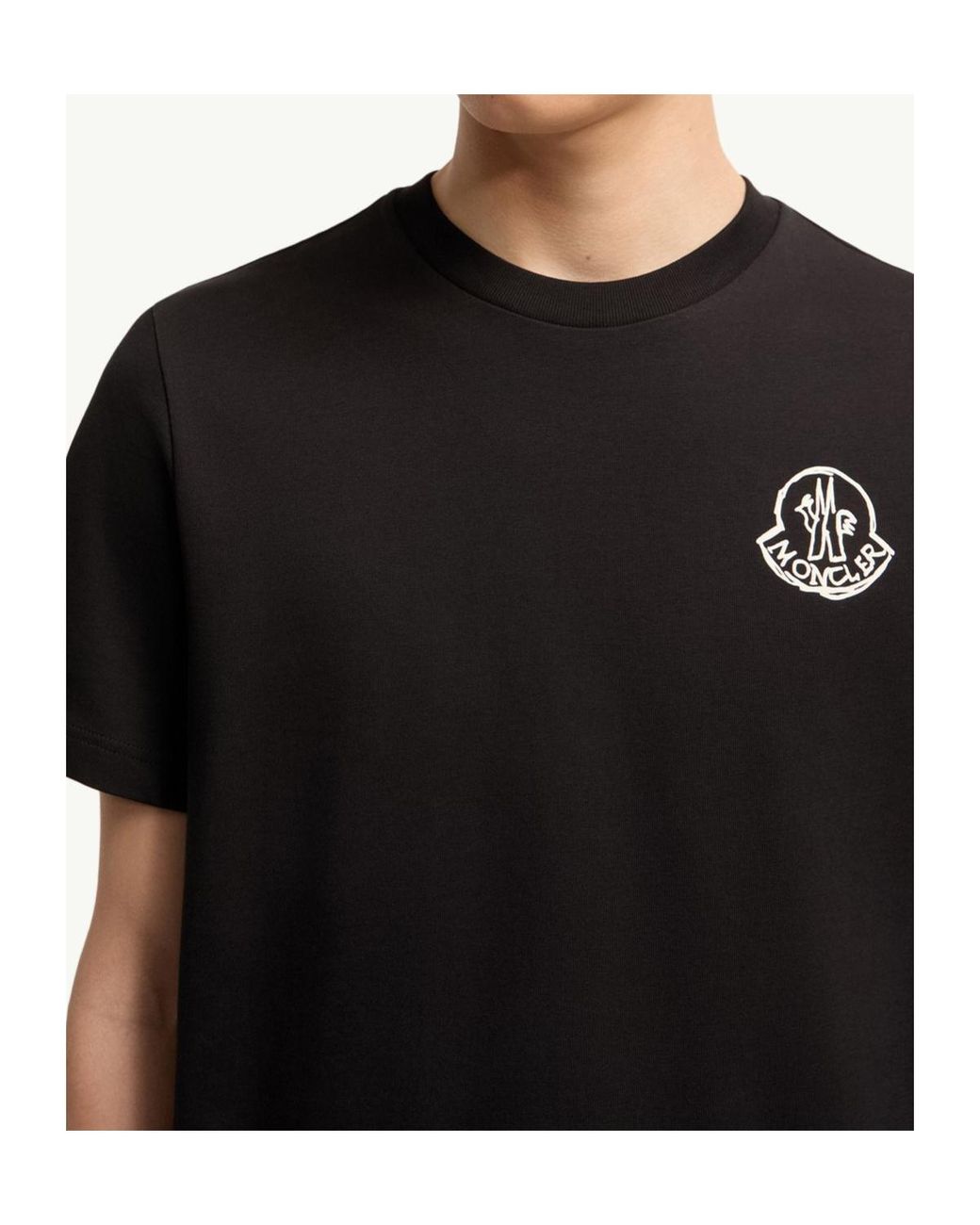 Moncler Black Cotton Jersey Logo Patch T-Shirt for men