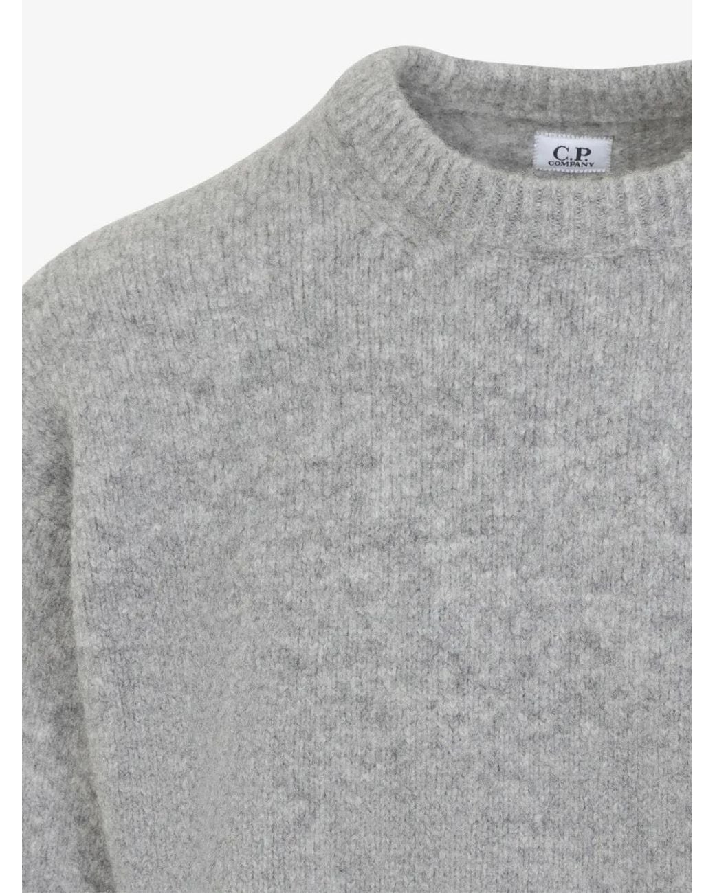 C P Company Gray Lens Crew Neck Knitted Sweater for men