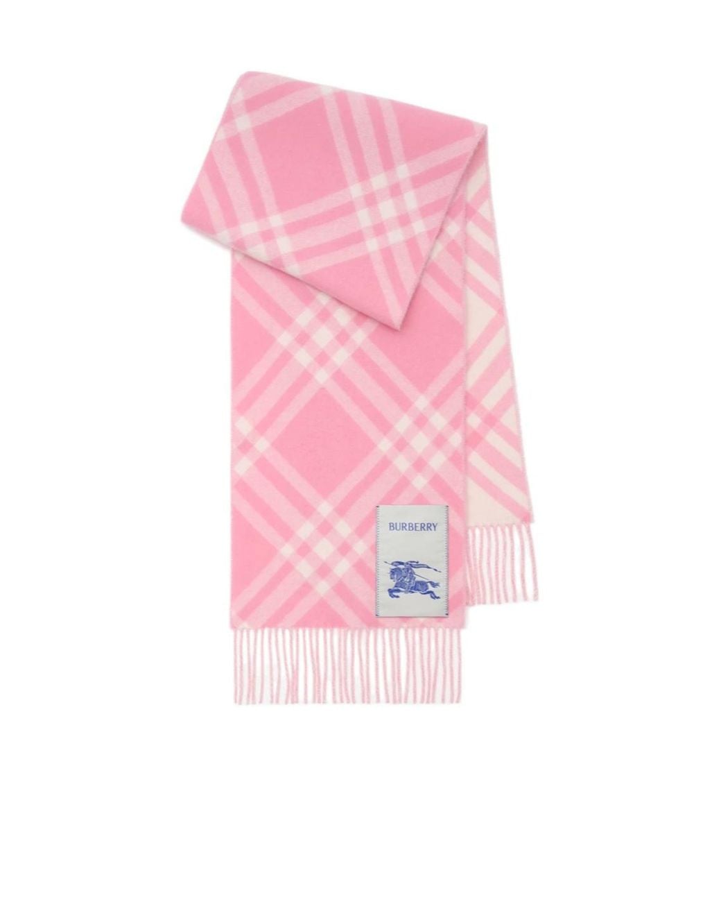 Burberry Pink Checked Fringed-Edge Scarf