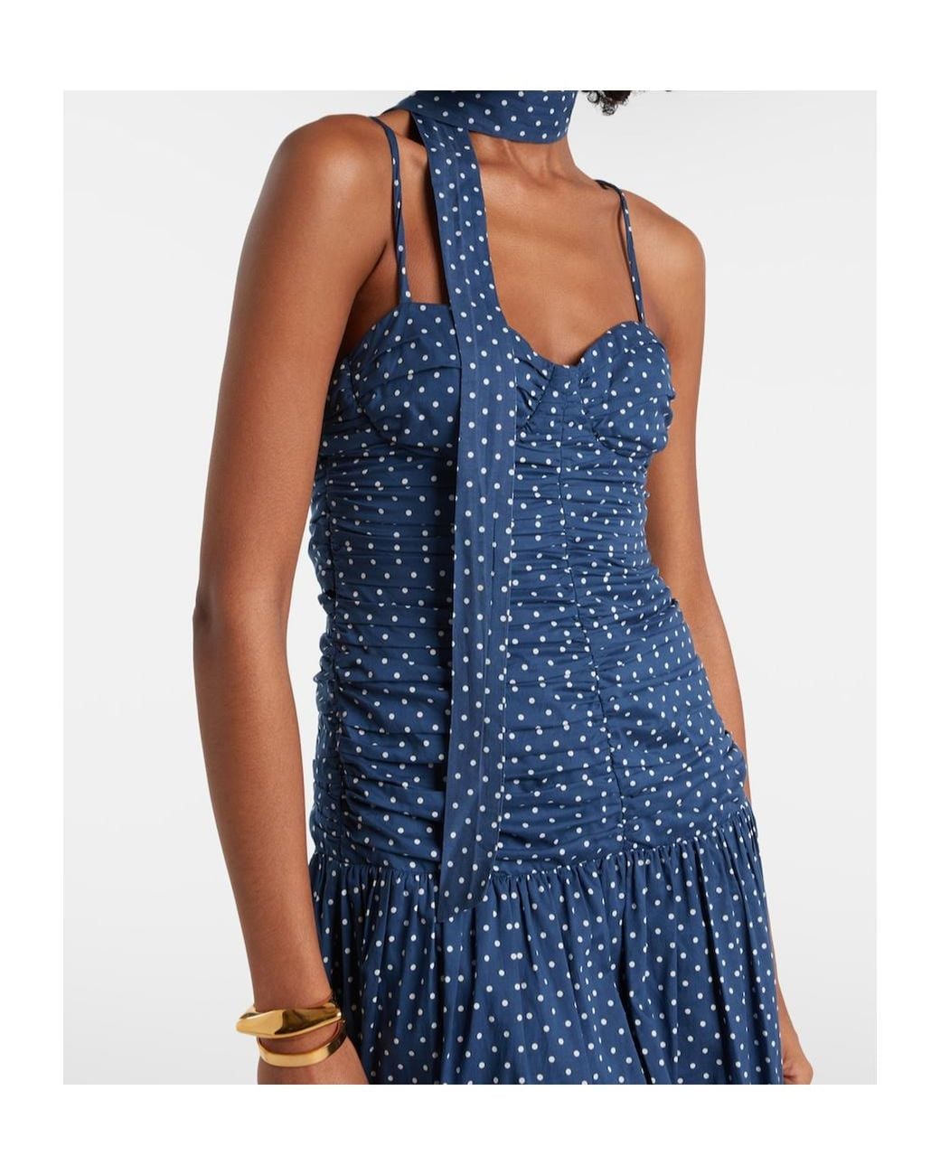 Posse Blue Edie Polka-Dot Maxi Dress