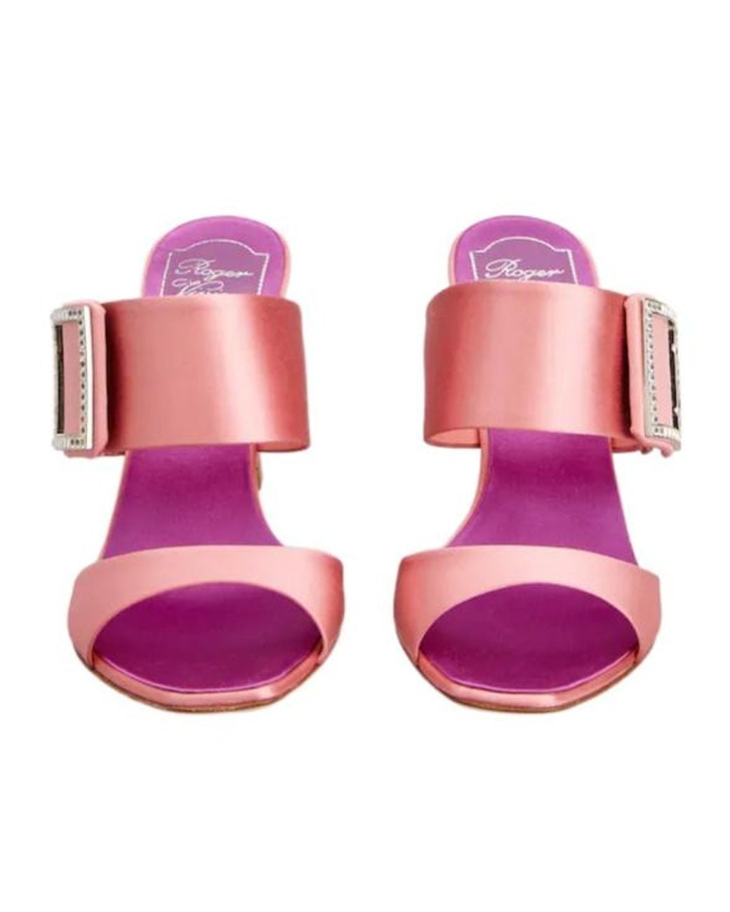 Roger Vivier Pink Trompette Satin Mules