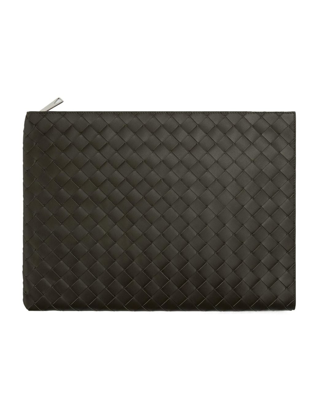 Bottega Veneta Black Intrecciato Half Zipped Pouch for men