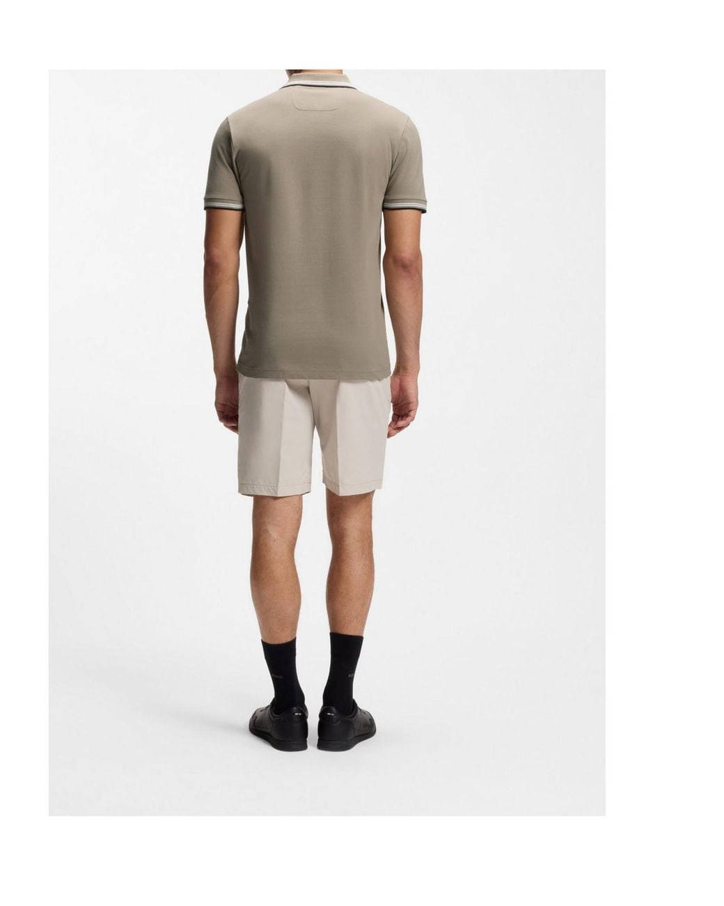 Boss Gray Tipped Collar Stretch Polo Shirt for men