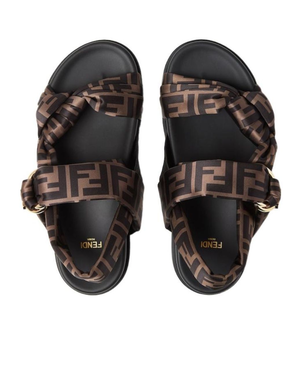 Fendi Brown Feel Ff Satin Sandals