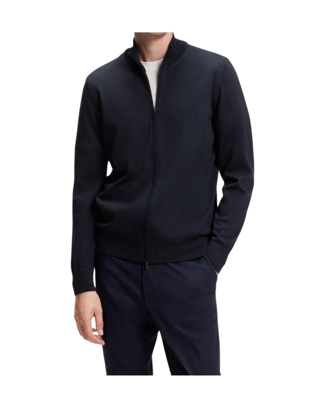 Boss Blue Boss Full-Zip Stand Collar Cardigan for men