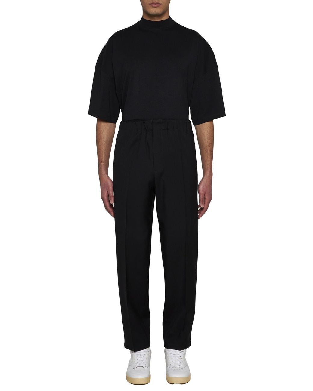 Jil Sander Black Elastic Waist Tapered Trousers for men