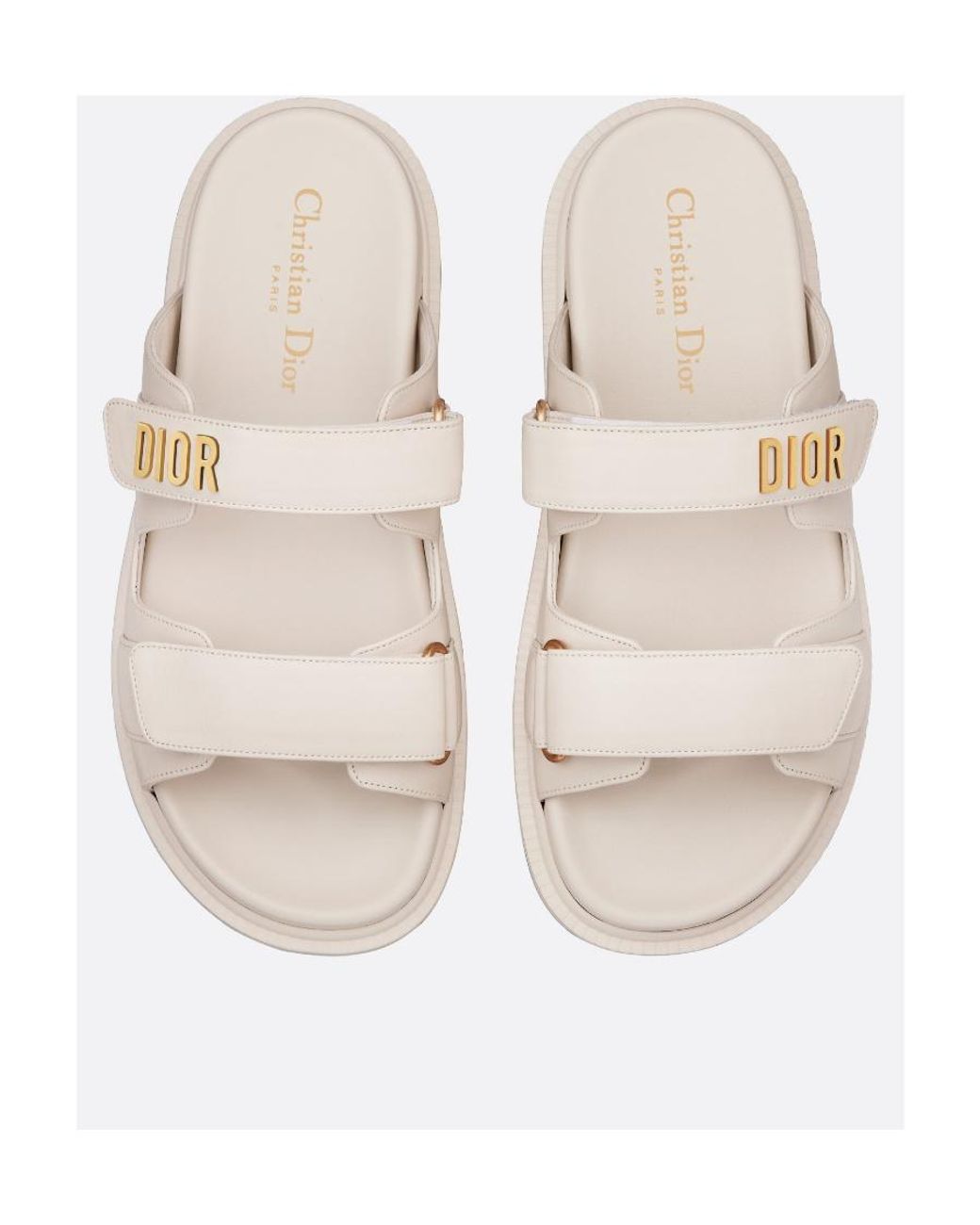 Dior White Logo Flat Sandals