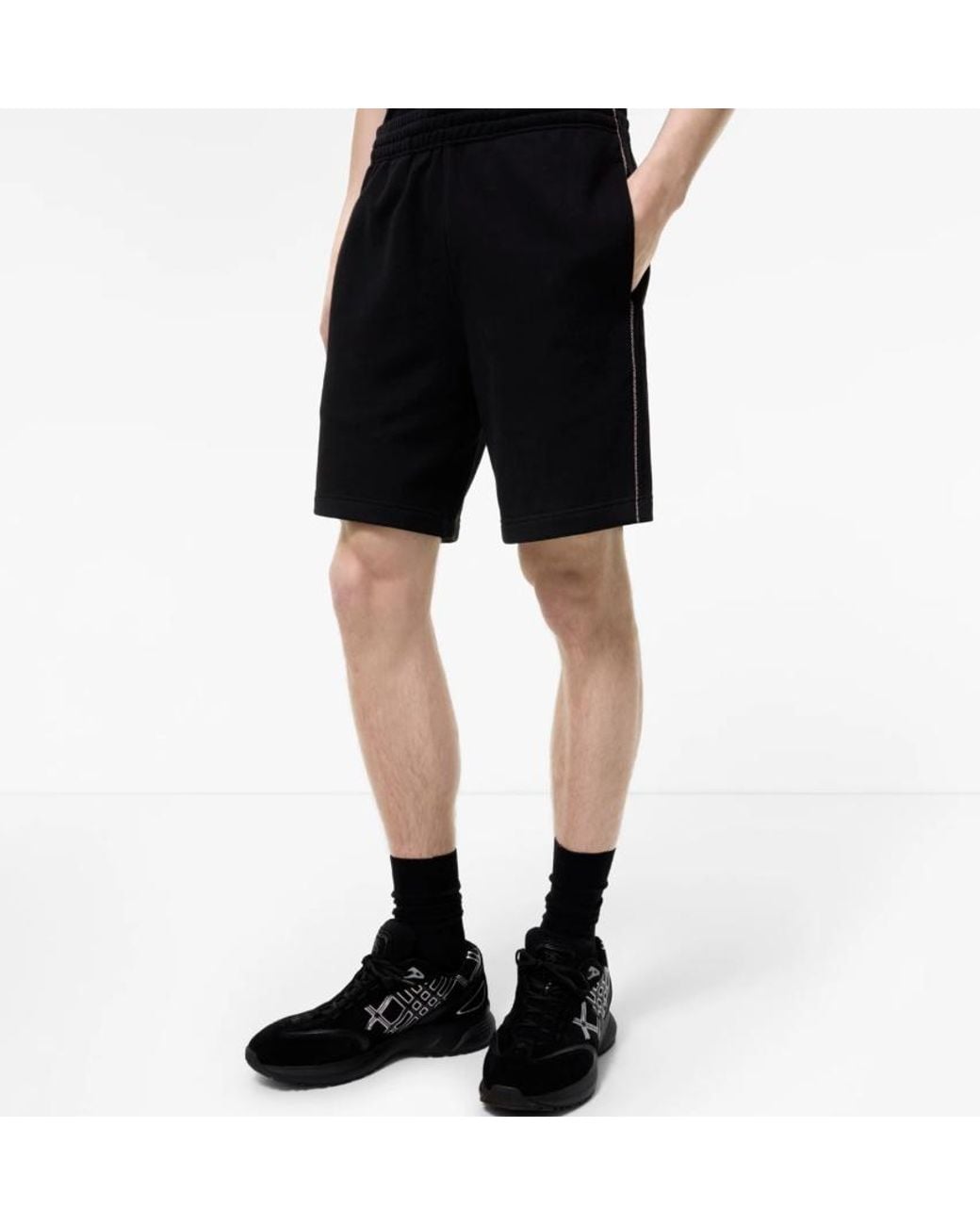 Burberry Black Check Piping Cotton Shorts for men