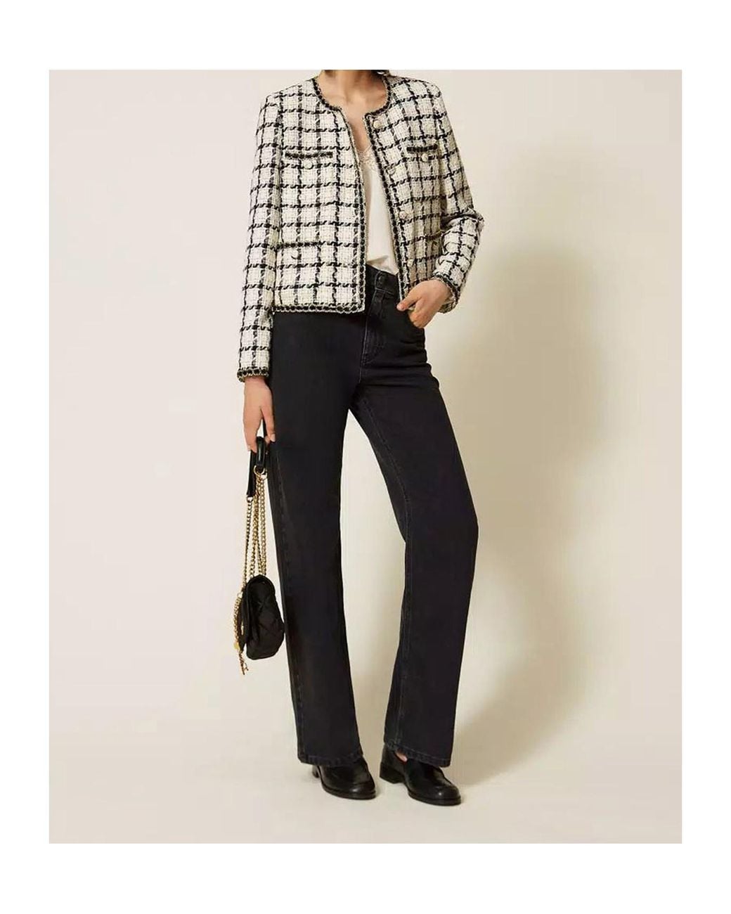Twinset Multicolor Button-Up Bouclé Jacket