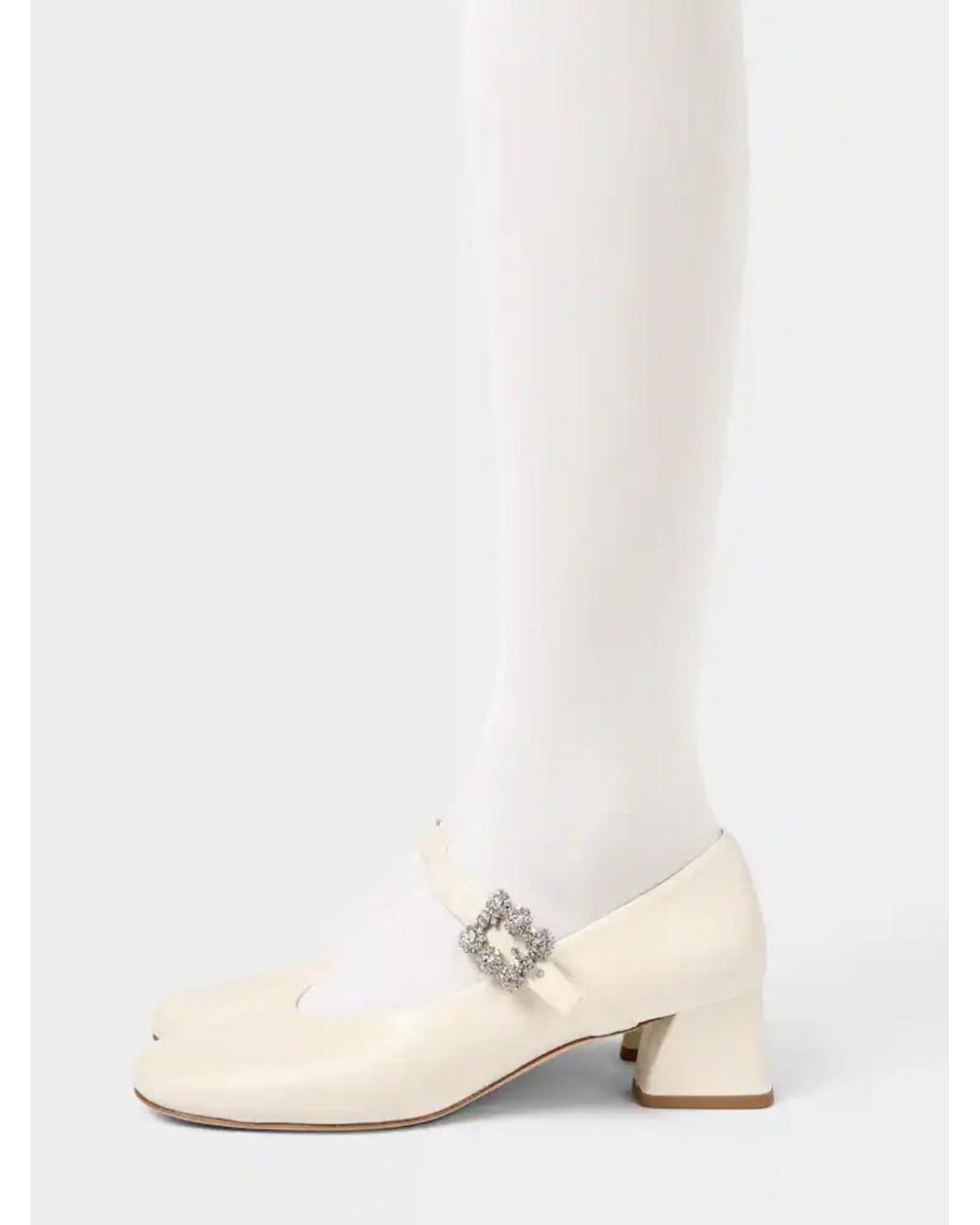 Roger Vivier White Efflorescence Mary Jane Pumps
