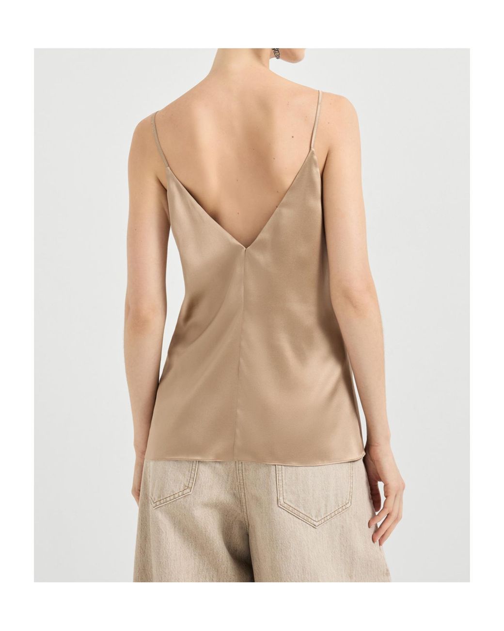 Brunello Cucinelli Natural Stretch-Silk Tank Top