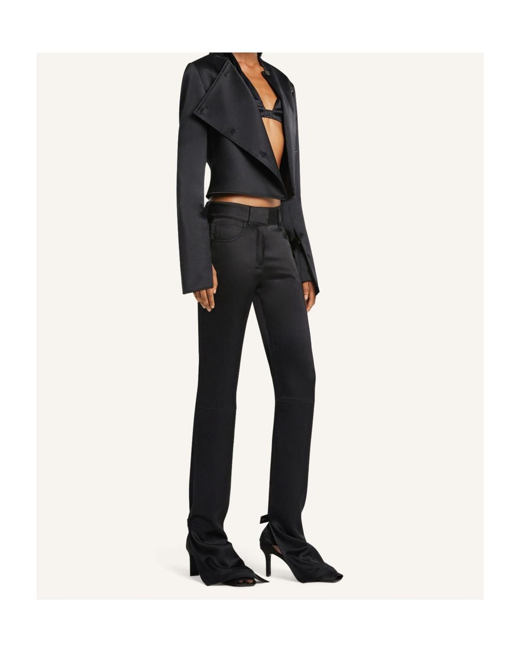 Courreges Black Oblique Satin Tailored Jacket