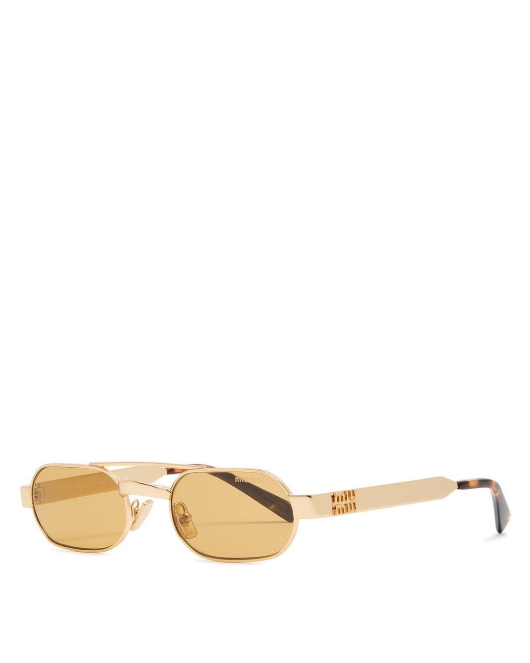 Miu Miu Metallic Thin-Frame Small Oval Sunglasses