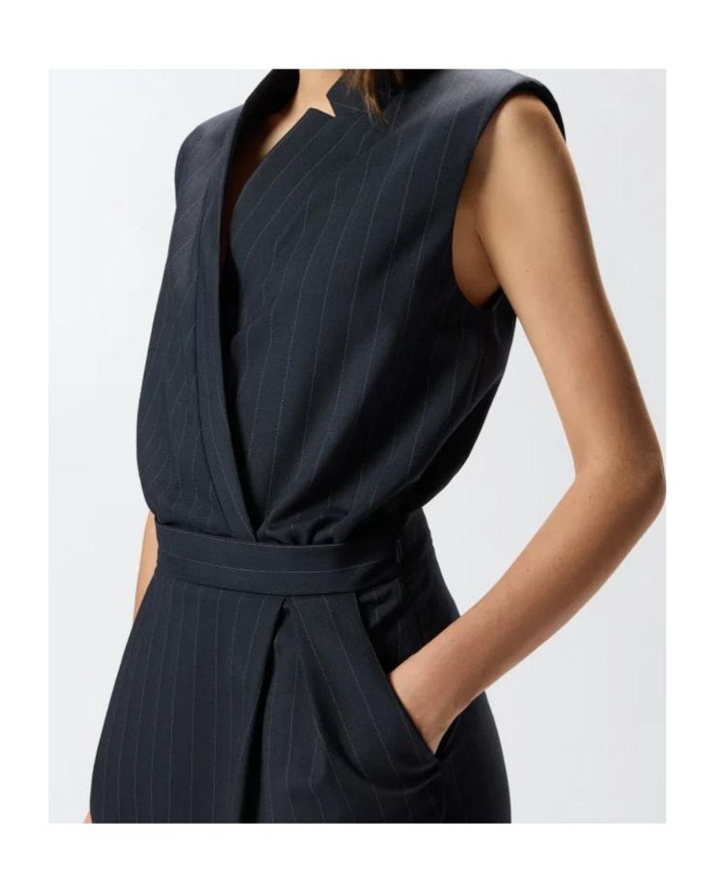 Pinko Blue Wrapped Striped Mini Dress