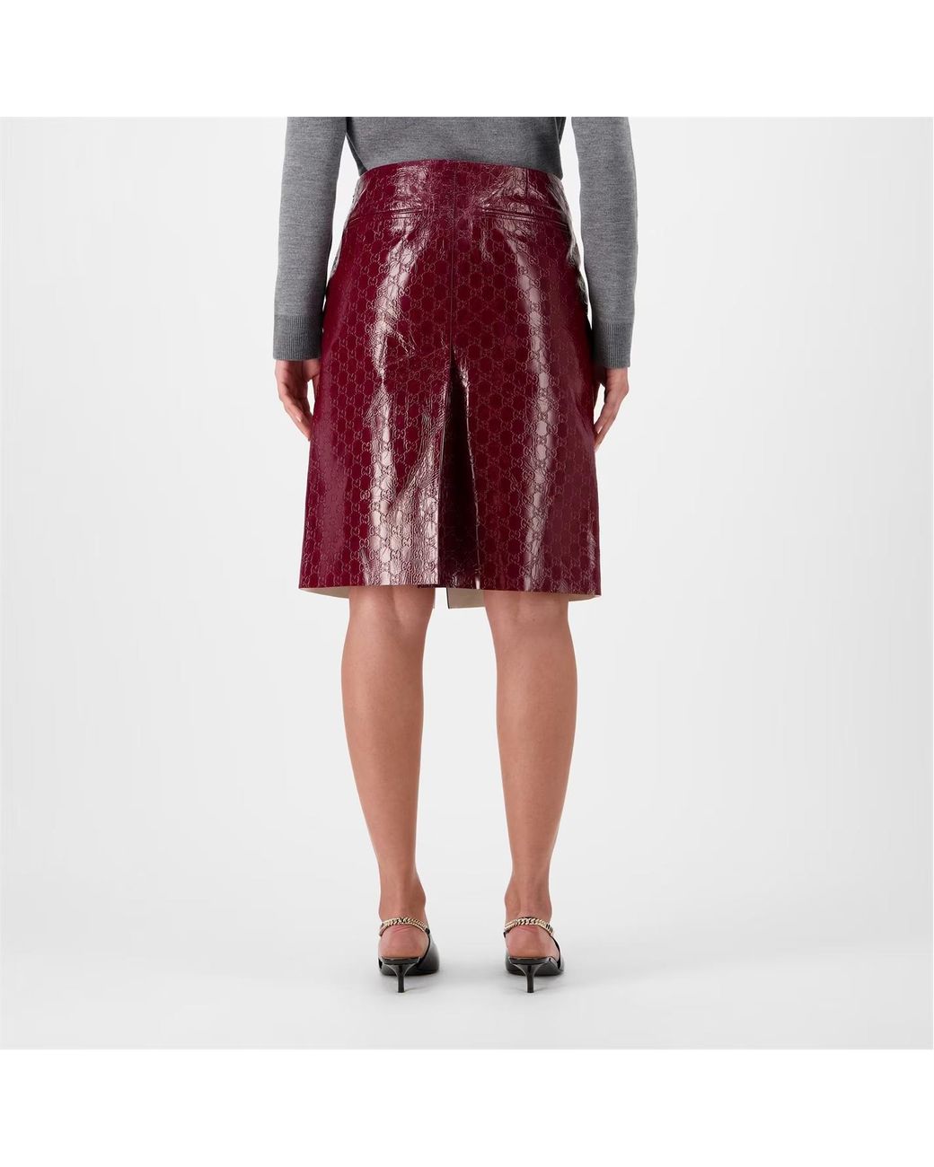 Gucci Purple Gg Embossed Mid-Length Skirt