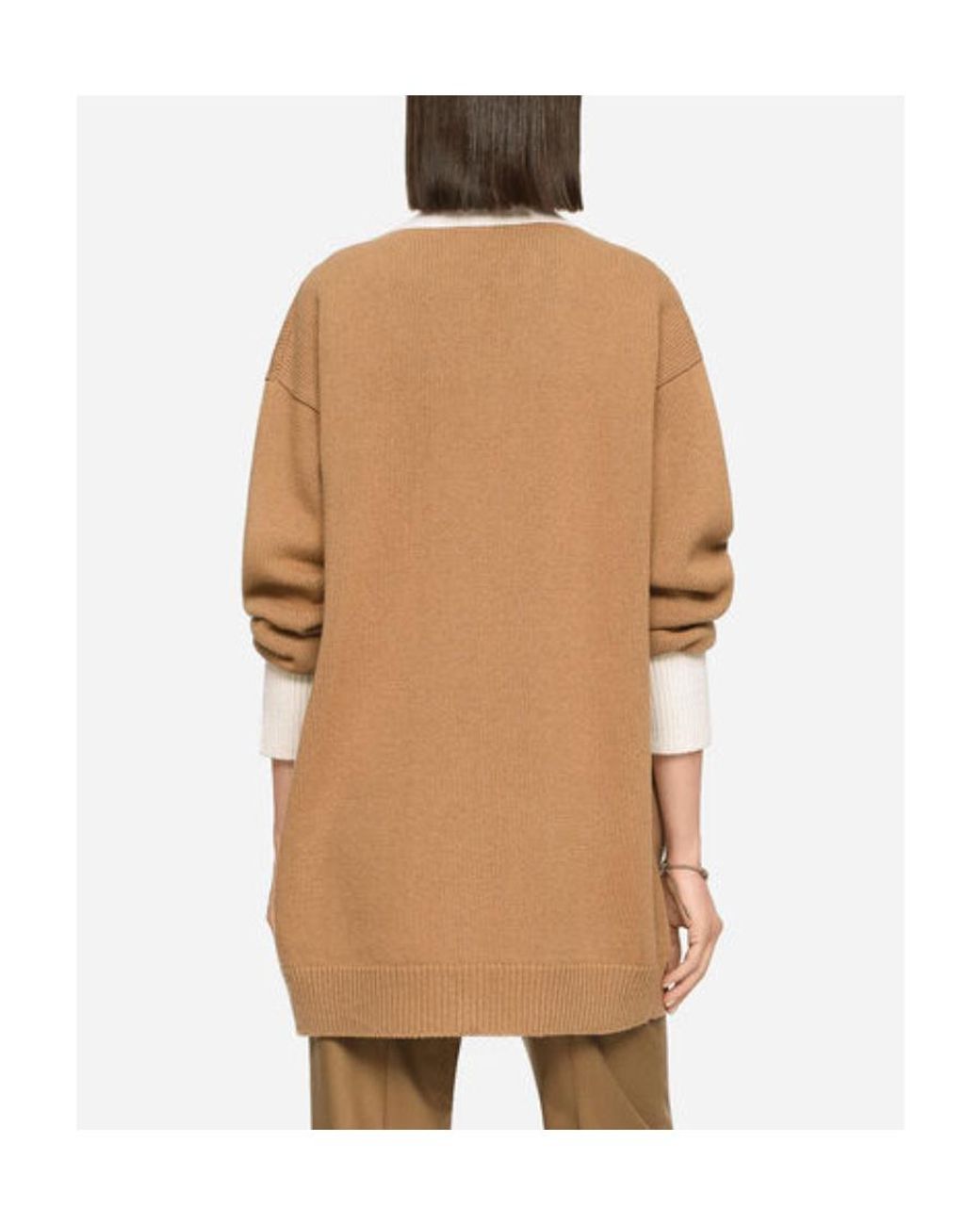 Dolce & Gabbana Natural Logo Patch V-Neck Cardigan