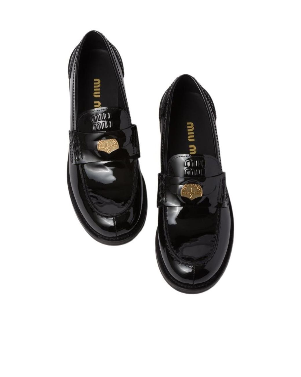 Miu Miu Black Round Toe Penny Loafers