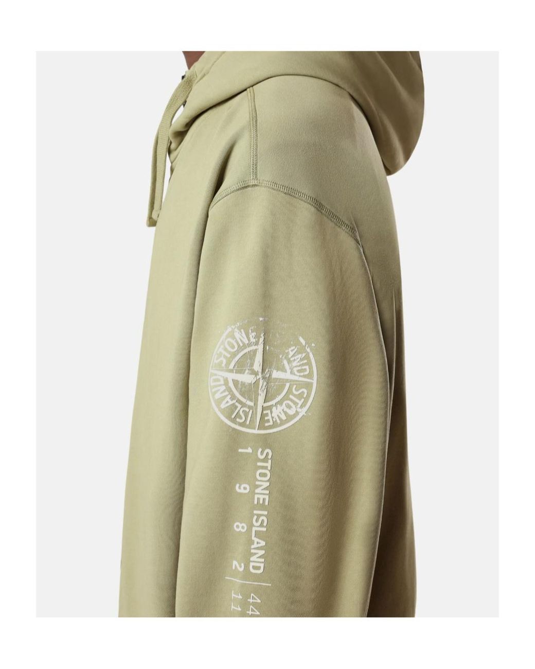 Stone Island Green Oversized-Fit Zip-Up Sweatshirt With 'Vertical Placement' Print for men
