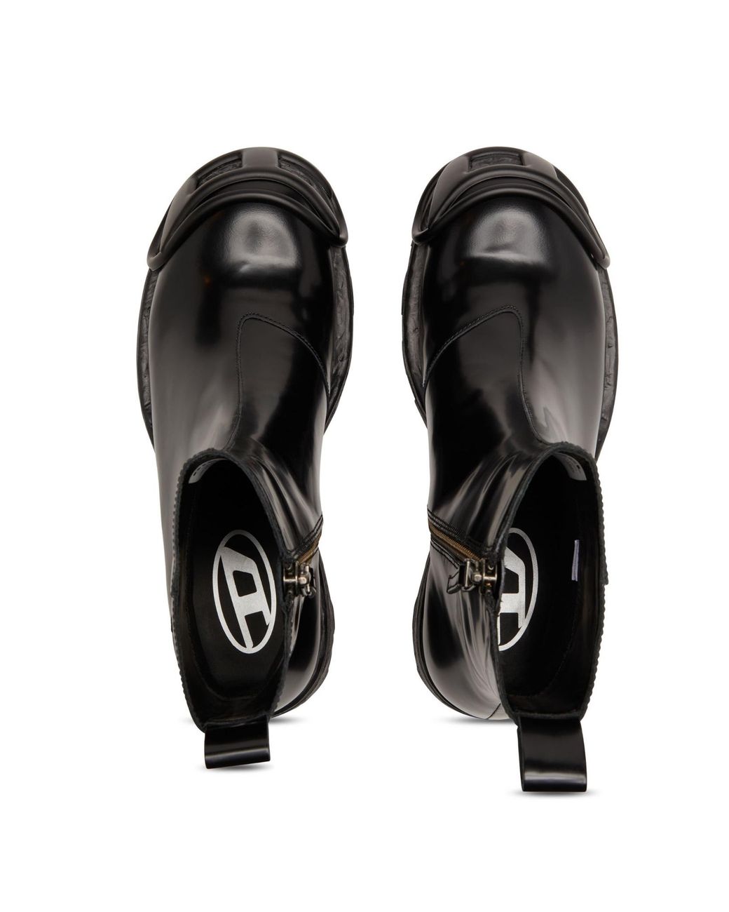 DIESEL Black D-Hammer Round-Toe Ankle Boots for men