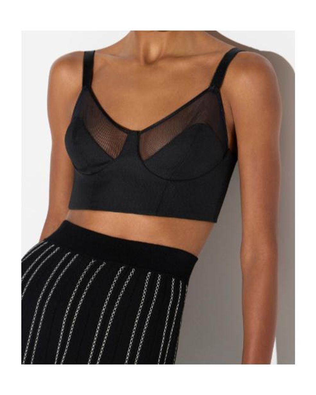 Elisabetta Franchi Black Sheer Panel Bustier Top