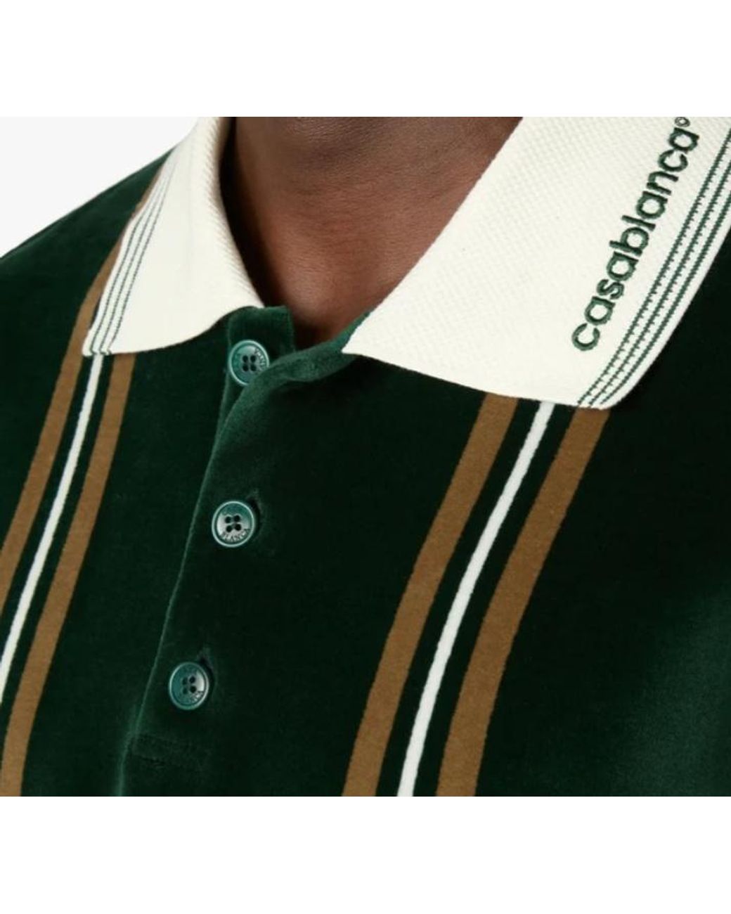 Casablanca Black Vertical Stripe Polo Shirt for men