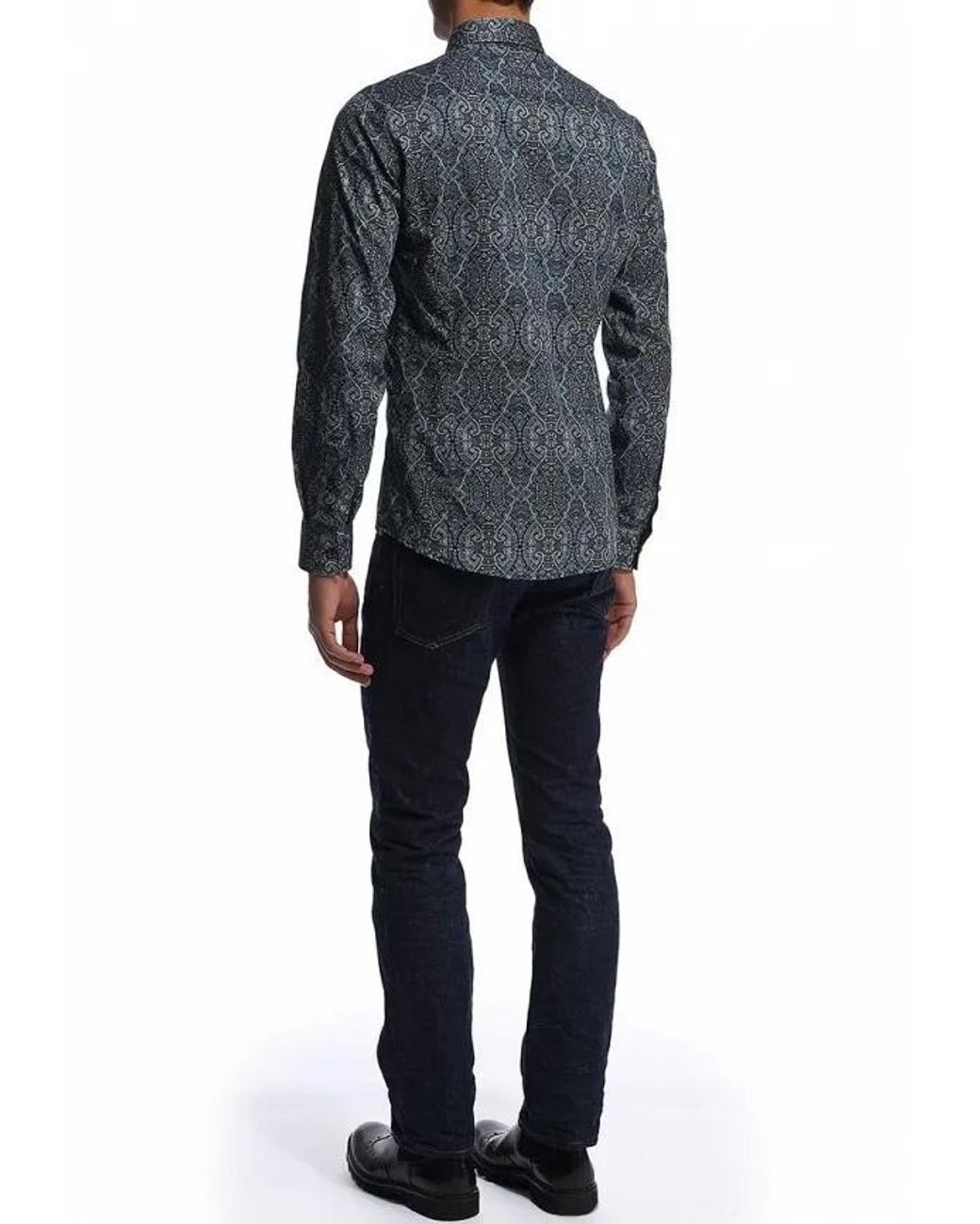 Just Cavalli Blue Printed Shirt for men