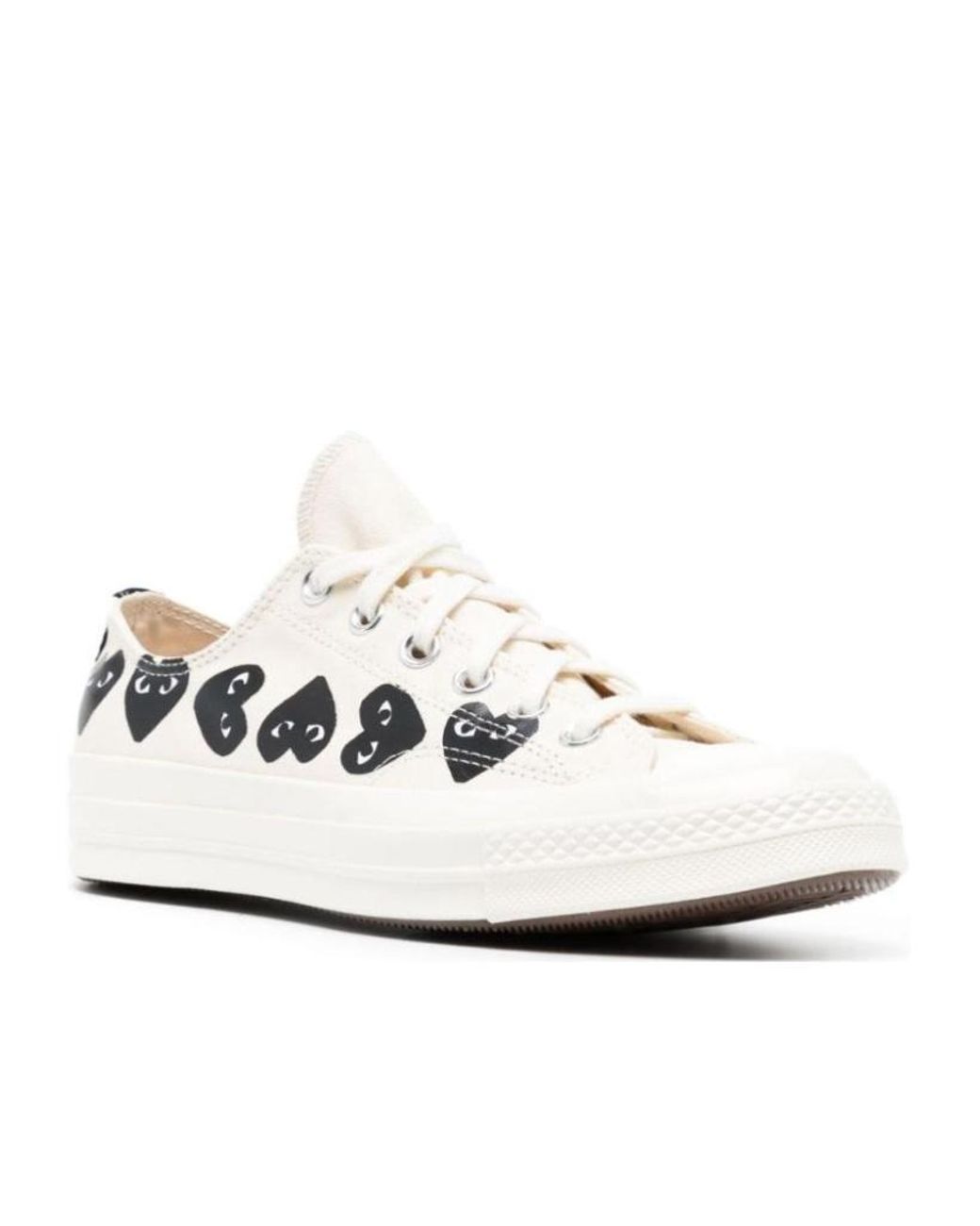 COMME DES GARÇONS PLAY White Printed Lace Low-Cut Skate Shoes for men