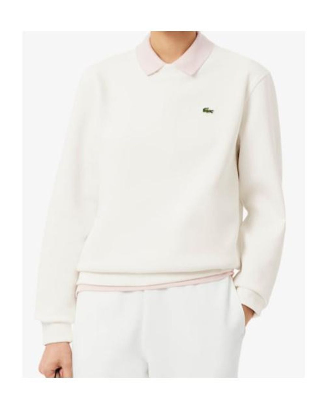 Lacoste White Embroidered Crew-Neck Sweatshirt