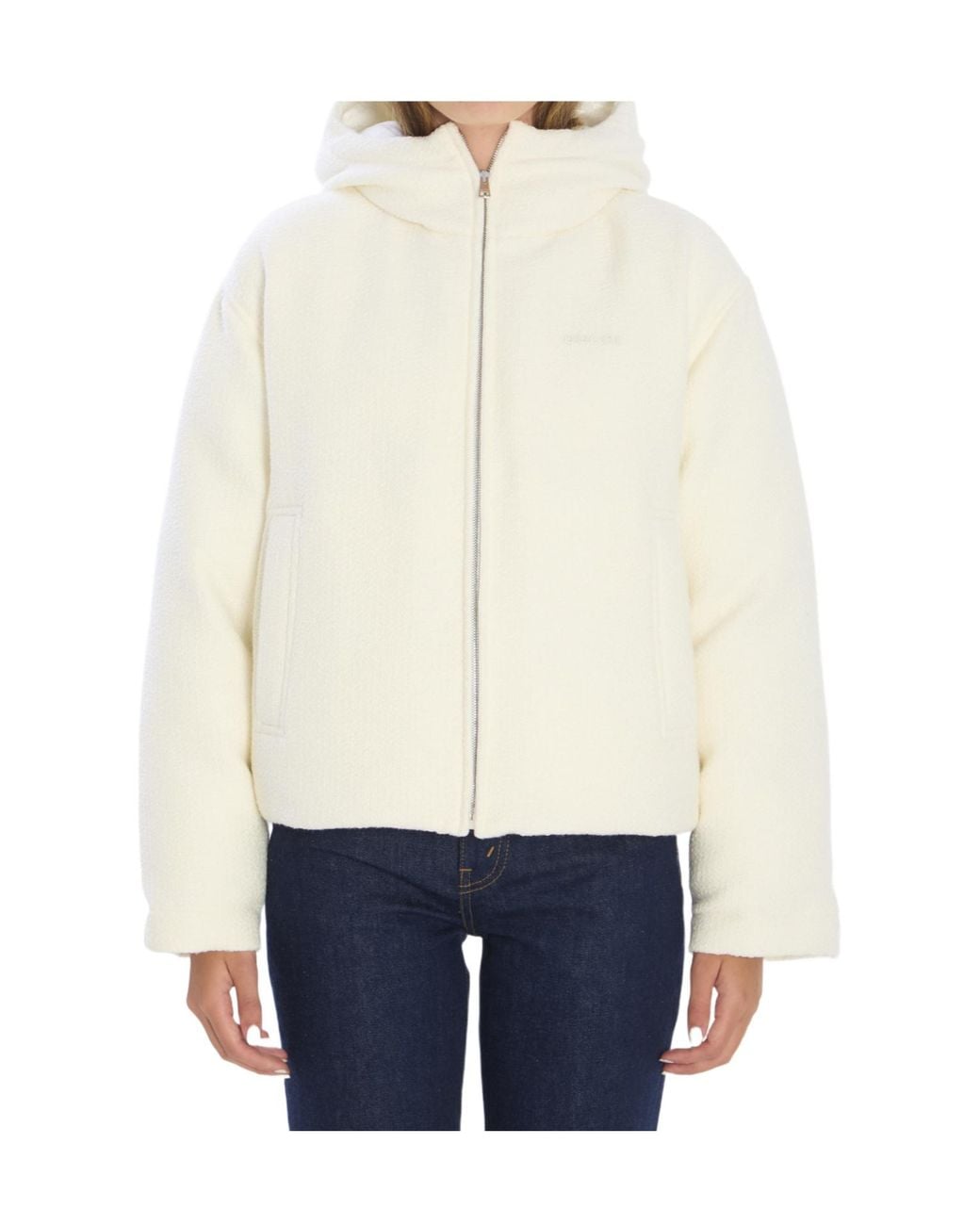 Gucci White Logo Lettering Bouclé Jacket