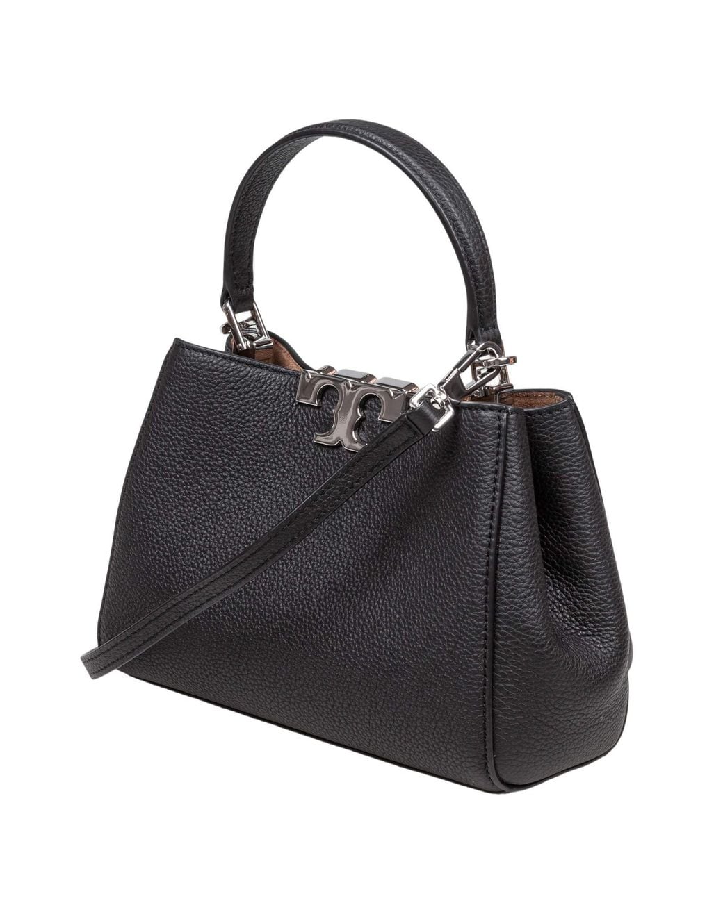Tory Burch Black Eleanor Pebbled Mini Satchel Bag
