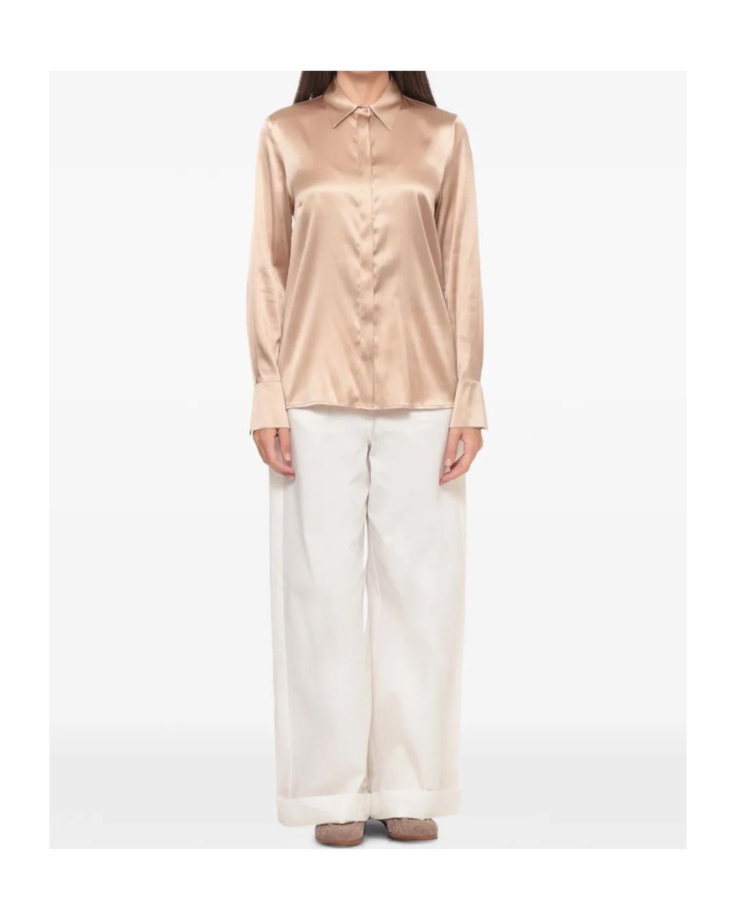Peserico Natural Concealed Placket Silk Shirt