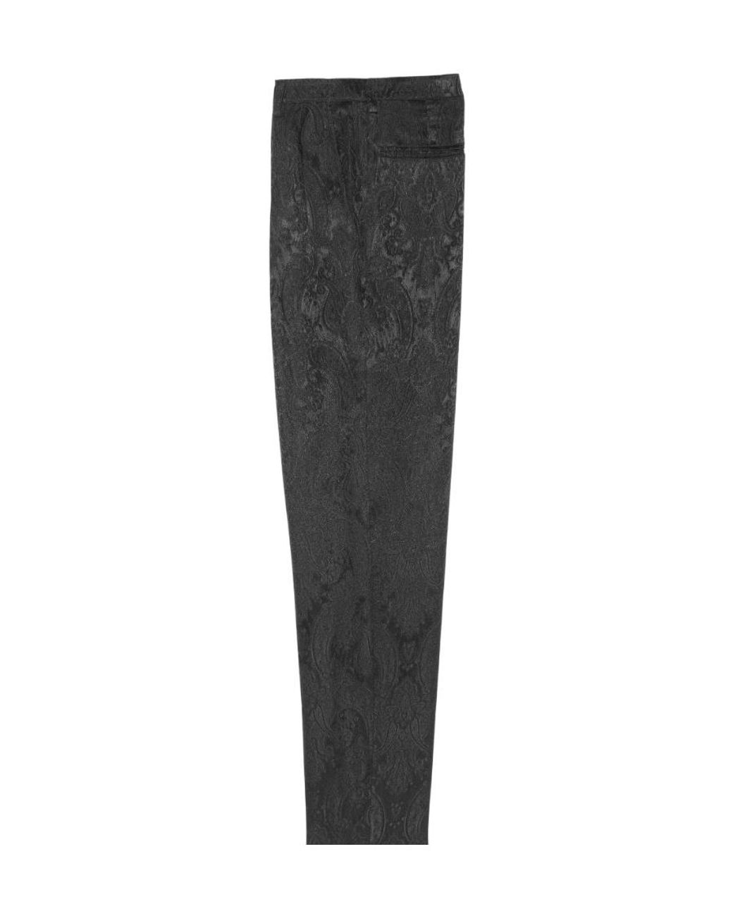 Saint Laurent Gray Paisley Jacquard Straight Trousers for men
