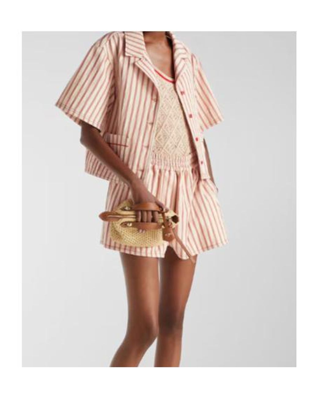 Fendi Pink Striped Logo Patch Shorts