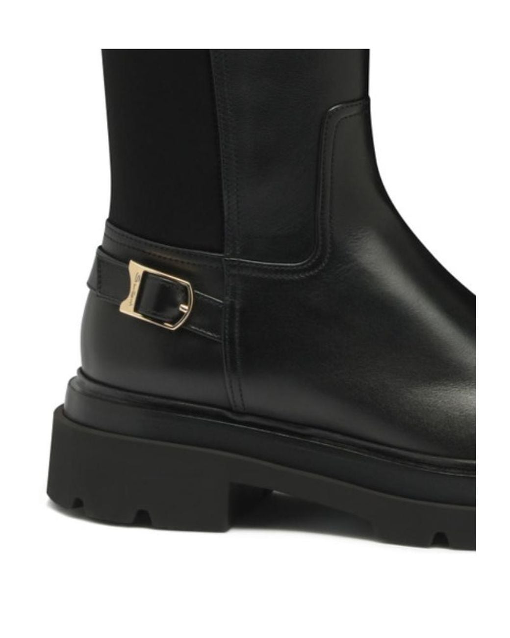 Santoni Black High Leather Boots